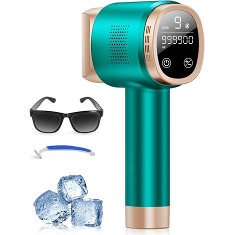 Épilateur Lumière Pulsée avec Fonction de Refroidissement, Épilation Laser sans Douleur avec 9 Niveaux D'énergie pour Femmes et Hommes, Visage, Aisselles, Bikini, Jambes, Corps, Vert (1/5)
