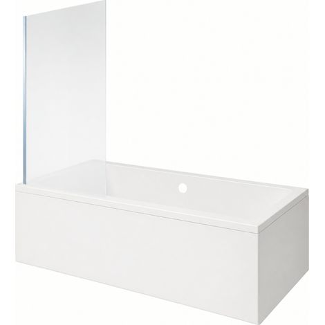 Bañera rectangular VITRA Neon 180x80cm + mampara de bañera izquierda AURYS Mist 1, cromada, perfil izquierdo