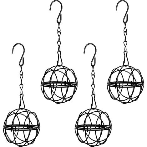 (4-teiliges Set) Hängender Futterhalter für Wildvögel, geeignet für die ganzjährige Fütterung, Futterhalter aus Metall mit Haken, Fettballenhalter