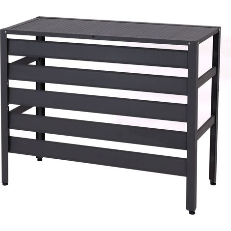 Décoshop26 – Cache climatiseur extérieur en aluminium gris – Dimensions 73 x 90 x 38 cm – Circulation d'air optimale – SKU 40010236