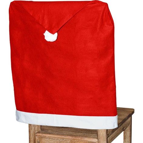 Housse De Chaise Noel - 60 X 50 Cm - Motif Bonnet Pere Noel - Lot De 2 4 12 Ou 24 Pieces (1/5)