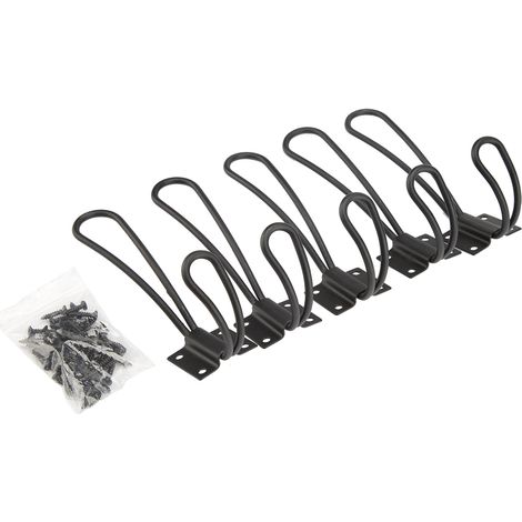 Crochets Vintage pour Manteaux - Porte-Chapeaux Double Style Rétro (Lot de 5 Noir) (1/5)