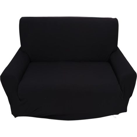 Housse de canapé 2 places Extensible et Douce Protection Anti-taches Polyester Spandex Noir 145-185cm (1/3)
