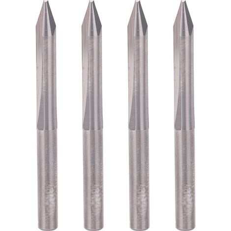 Lot de 4 fraises à graver 30° 2 lèvres en carbure de tungstène, forme V, pour CNC, diamètre 4 mm, queue 1 mm (1/5)