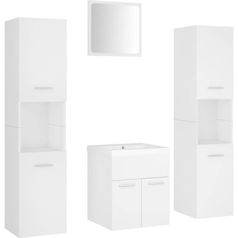 Maison Exclusive - Badmöbel-Set Weiß Holzwerkstoff (1/5)