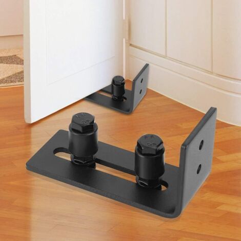 Guide Sol Porte Coulissante, Guide de plancher Porte, Rail de Sol Pour Porte De Grange, Guide Pour Le Sol du Support du Sol Coulissant Pour Montage Mural Réglable en Acier au Carbone(Double Roller) (1/4)