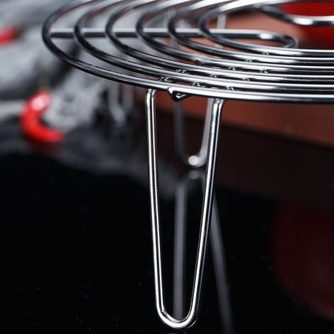 Support Support Acier Inoxydable Grille Vapeur Ronde Grille Vapeur Multifonctionnel Autocuiseur Vapeur Support Instant Pot Autocuiseur 16x16x4CM Une Pièce (1/2)