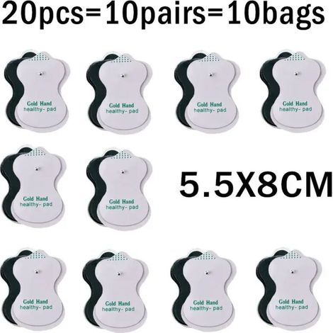 Pack of 10 reusable TENS gel electrodes with 3.5 mm plug for electric massage devices, acupuncture, EMS nerve and muscle stimulation 05909-AquaForge