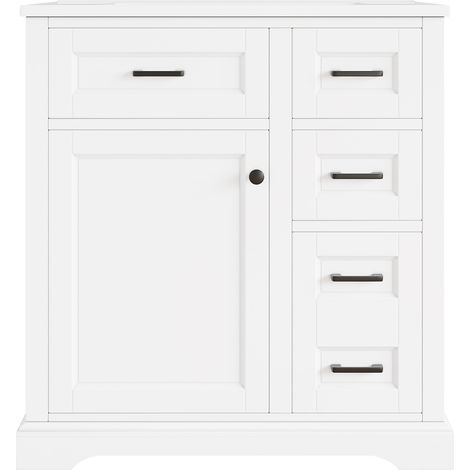 Mueble de baño de pie 76 x 47 x 82 cm con lavabo cerámico integrado blanco MODENUIT (1/5)