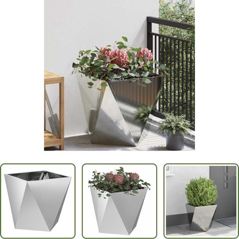 Terrassenpflanzer - Pflanzkübel Silber 50 x 50 x 50 cm Verzinkter Stahl (1/5)