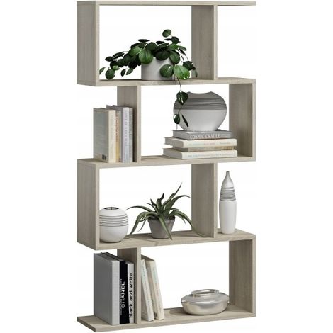 Libreria Bask 4, rovere Sonoma, in piedi, divisorio per soggiorno, ufficio, camera da letto, MK (1/4)