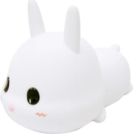 KLVGTIFS PU - Veilleuse LED pour enfants, adorable lapin, double mode d'éclairage, blanc chaud et couleur changeante, rechargeable en silicone. (1/5)