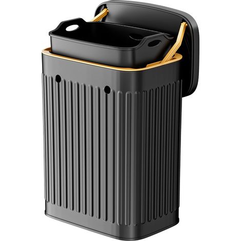 Poubelle Suspendue Cuisine avec Couvercle, Petite Poubelle Murale en Acier 8L pour Cuisine Salle de Bain Chambre Portes Bureau (1/5)