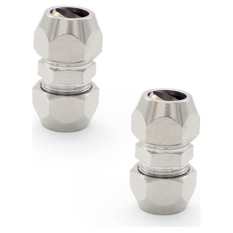 2 Pièces Raccord Olive  Gaz, Argent Tuyau Pneumatique Raccord, Cuivre Nickelé Tube Double Droite Connecteur Rapide, Convient pour Plomberie, Compresseur D'air.（8mm）
