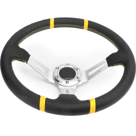 Volant de 35 cm (14 pouces) cousu main, style course, pour la modification et la mise à niveau de votre véhicule. (1/5)
