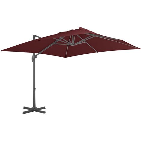 Parasol déporté avec mât - Parasol de Jardin Parasol de balcon en aluminium Rouge bordeaux 400x300 cm BV277520 - BonneVie (1/5)