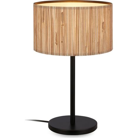 Briloner Slama Tischlampe, Seegras Schirm, Kabelschalter, Boho-Stil, E27 Fassung, Natur, Ø25 x 41,5 cm