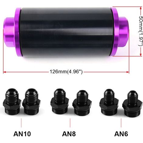 Car modification fuel filter, gasoline filter, magnetized gasoline filter element, 50mm - - black and purple (1/3)