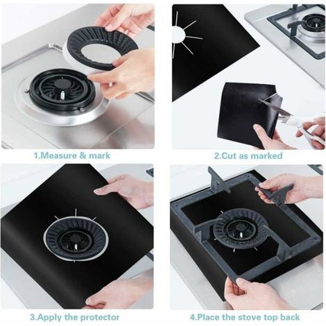 Jeu de 8 couvercles réutilisables antiadhésifs et résistants à la chaleur pour plaques de cuisson au gaz Noir 2727 cm (1/4)