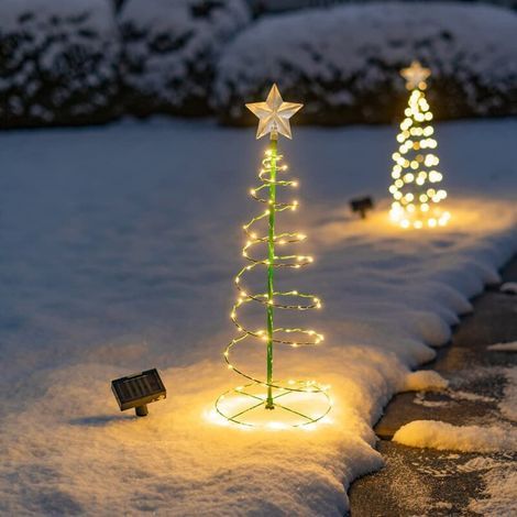 Solar Artificial Christmas Tree, Outdoor Solar Christmas Tree Decoration, Outdoor Solar Garden Lights, Outdoor Solar Christmas Light String, LED Lighted Christmas Tree Decoration (Warm White) (1/5)