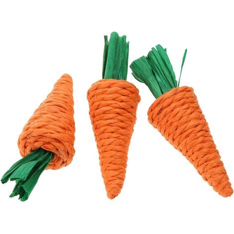 Lot de 3 jouets à mâcher en forme de carotte pour hamster, gerbille, chinchilla, hérisson (1/3)