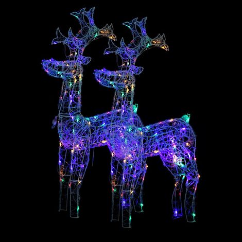 Rennes de Noël Lumineux Décoration Extérieure et Intérieure Acrylique Multicolore Lot de 2 (1/5)