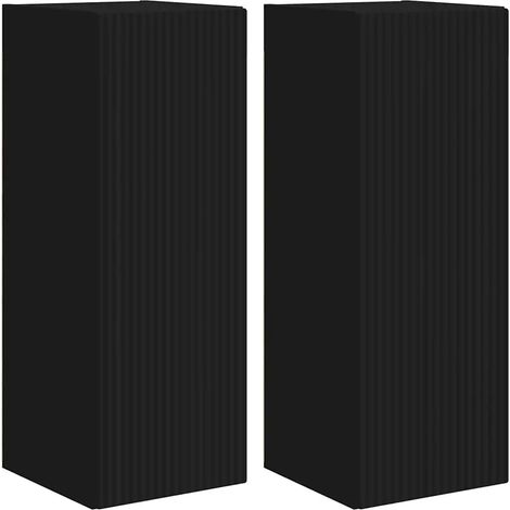 Meuble TV mural moderne 30 x 31 x 80 cm rangement pratique design minimaliste en bois d'ingénierie noir (1/5)