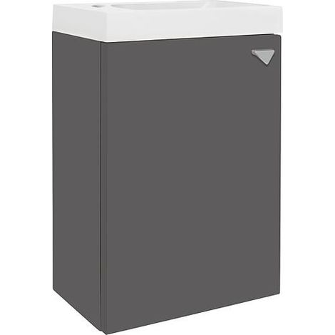 Meuble sous-vasque ELYP, 1 porte, graphite mat, charnières à gauche, 400x609x220mm (1/2)