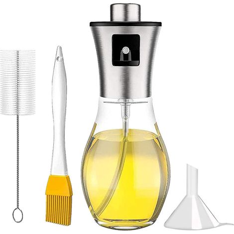 200-ml-Olivenöl-Sprühflasche mit Trichter und Pinsel, nachfüllbar, zum Kochen, Grillen, für Salate, zum Backen, Braten und als Haarspray – 4er-Pack