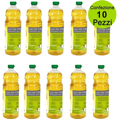 Multipack da 10 pz olio per torce alla citronella vegetale litri 1 zanzare stop