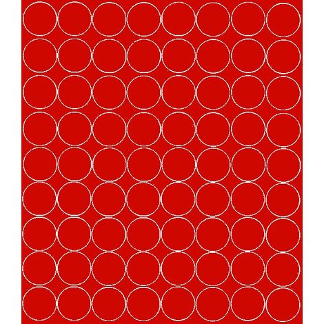 Autocollants ronds de 5 cm, à pois, 72 pièces, rouge brillant