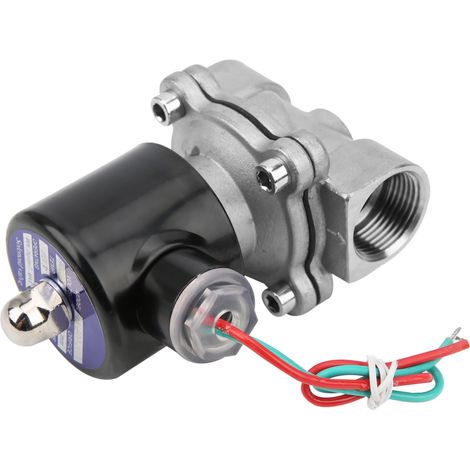 Électrovanne 3/4 po en acier inoxydable 304, normalement fermée, à action directe, pour air, eau et huile, 220 V CA (1/5)