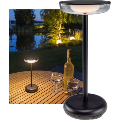CHILITEC Lampe de table LED rechargeable Foco Luz, 2900K, dimmable, noire