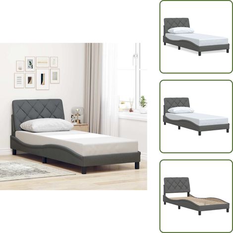 Cama de tela - vidaXL Estructura de cama sin colchón tela gris oscuro 80x200 cm - Cama gris oscuro