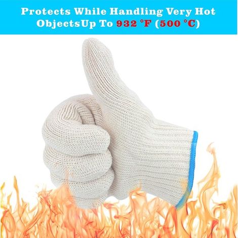 1 paio - Guanti resistenti al calore - Guanti da forno - Guanti da cucina resistenti al calore a un dito - Guanti da forno - Guanti da lavoro in cotone - Adatti per riparazioni, edilizia, industria, m (1/4)