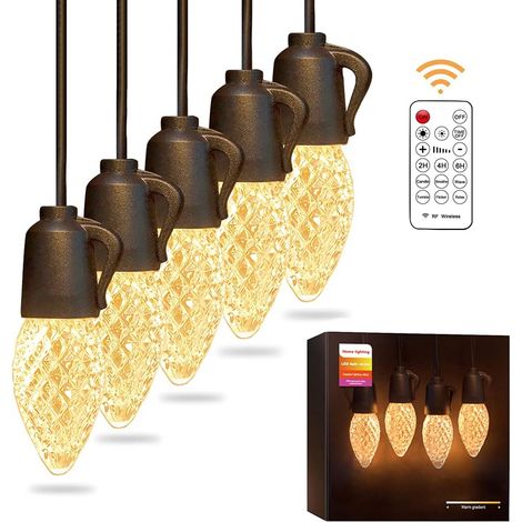 Guirlande lumineuse extérieure de 15 m (49 pi) à DEL incassable et étanche, avec 20 ampoules C35, idéale pour décorer une terrasse, un café, un bistro, un jardin, un balcon ou une fête. (1/5)