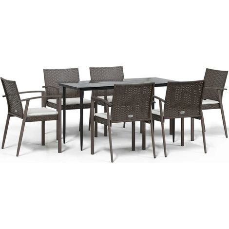 Maison Exclusive - Juego comedor jardín 7 piezas y cojines ratán (1/5)