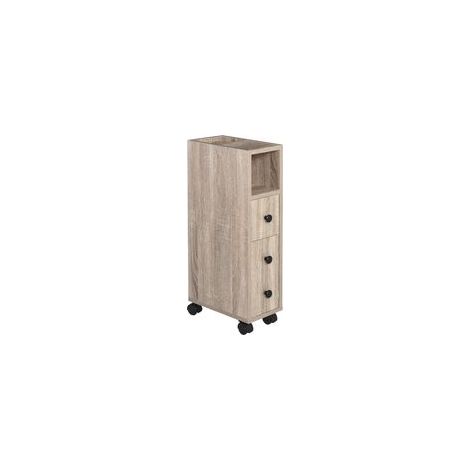 Kleankin Toilettenpapierhalter – Toilettenpapierregal – Badezimmerschrank – 3 Ebenen + Papierauszug, helle Eichenholzfronten