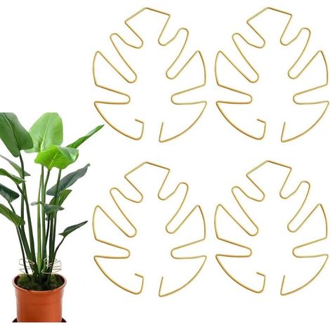 Monstera Leaf Support, 4 Pieces Gold Metal Plant Support for Climbing Monstera Plants and Flowers (1/5)