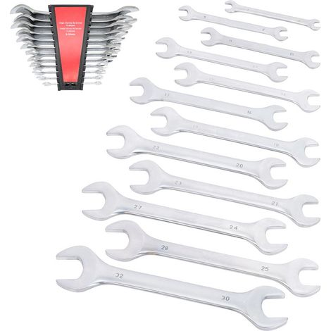 Juego de llaves fijas planas de 6 a 32mm, Acero Crome Vanadio, 12 piezas (1/3)