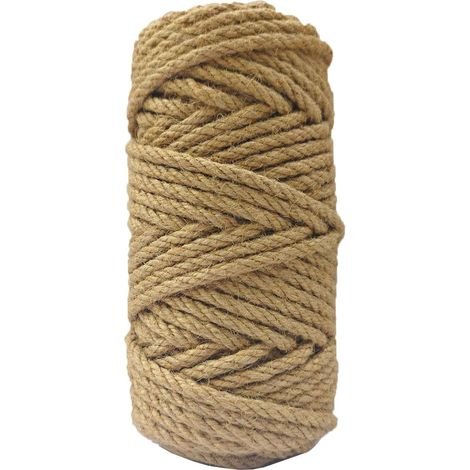 Cordel de yute natural de 6 mm y 50 m para jardín, ideal para bricolaje y decoración. Resistente, biodegradable y flexible, perfecto para manualidades, plantas, embalaje y decoración. (1/5)