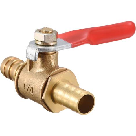 Robinet à Tournant Sphérique Vanne Arrêt 8mm Tuyau Barbillon à 8mm Tuyau Barbillon pour Air Gaz Eau Carburant, 180 Degré Opération Poignée Métal Valve Paquet de 1 (1/3)