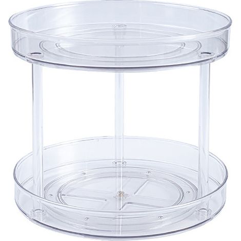 Drehbarer Küchenorganizer mit 2 Ebenen – Transparenter Drehorganizer aus PET+PVC, 23,5 × 21,6 cm, für Kühlschrank und Aufbewahrung (1/5)