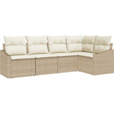 Maison Exclusive - Set Divano da Giardino 5 pcs Beige e Bianco polyrattan