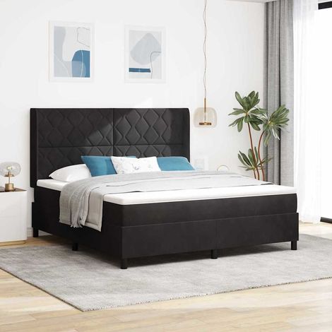 Boxspringbett mit Matratze Schwarz 180 x 200 cm Samt (1/5)