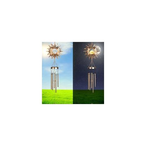 Carillon a Vent Exterieur 5 Tube Carillon a Vent Carillon à Vent Sun pour Jardin Extérieur Décoration Intérieure pour Ornement de Chambre d'enfants Fenêtre Cour Arrière Cadeaux Commémoratifs (1/5)