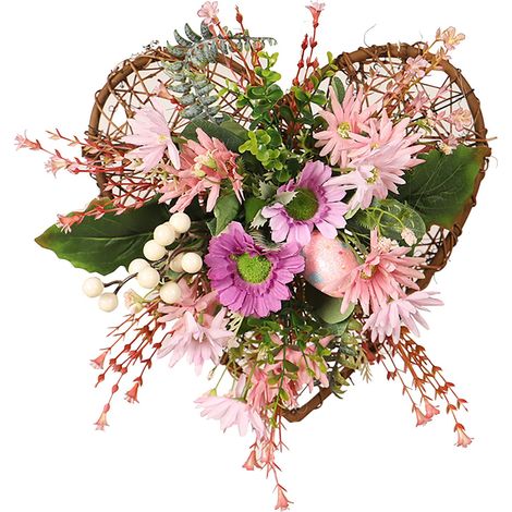 Easter Wreath - 30 Cm Diameter - Fabric Construction With Integrated Warm White LED String Lights - Indoor Outdoor Use - 1 Piece (1/2)