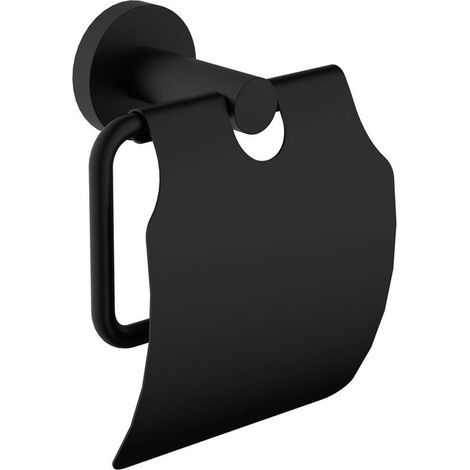 Sapho X-Round - Portarrollos de papel higiénico con tapa, negro mate. XR732B (1/2)