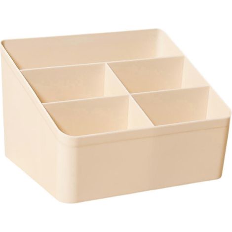 Boîte de rangement de bureau avec porte-télécommande, organiseur, porte-stylos, étui de rangement pour maquillage, présentoir pour la maison, la chambre d'étudiant, la commode ou la chambre à coucher- (1/5)