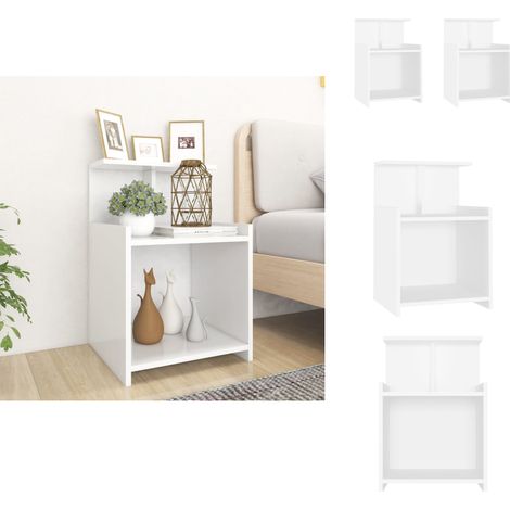 Nachttische 2 Stk. Weiß 40x35x60 cm Holzwerkstoff - Nachttisch - Wohnzimmer Deko - Holz Sideboard - Weißer Nachtschrank - Kommode (1/5)